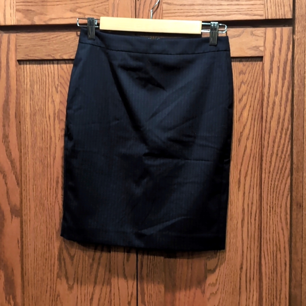 Blue pinstripe suit skirt